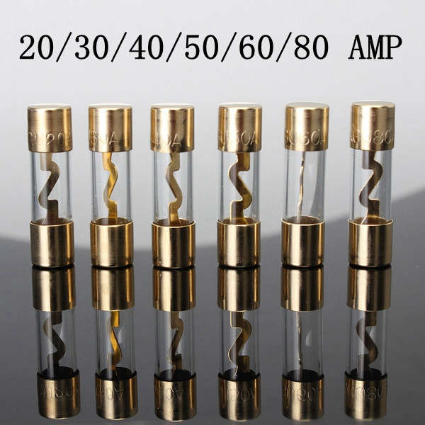 AGU Gold Glass Fuse 20A 30A 40A 50A 60A 80AMP Current Sound System