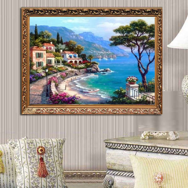 30x40cm DIY Mediterranean Sea Diamond Painting Rhinestone Cross-stitch Kits