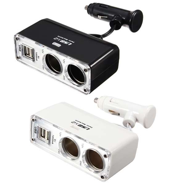Double USB Port 2 Way Car Cigarette Lighter Socket Splitter Fast Charger Adapter