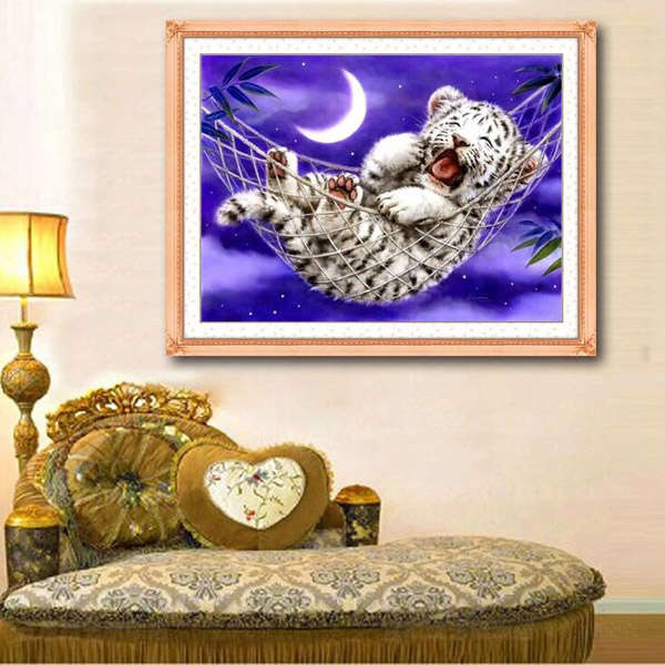 47x35cm DIY Cross Stitch Kit Embroidery Baby Tiger Home Decor