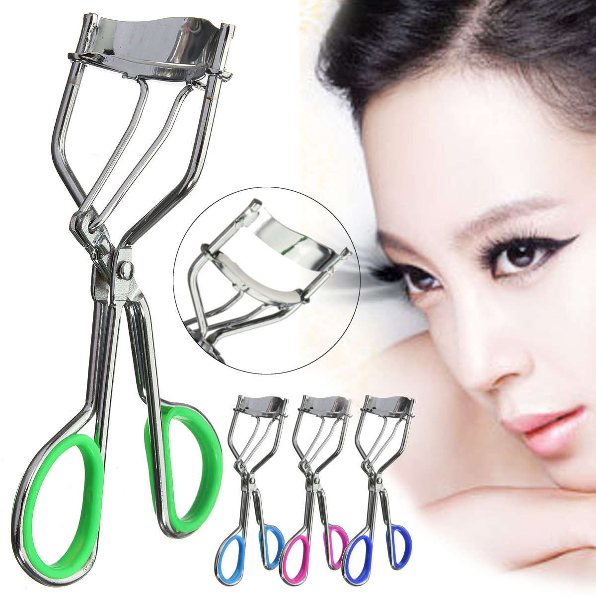 1Pc Stainless Steel Eye Curling Handle Eyelash Curler Clip Beauty Makeup Tool