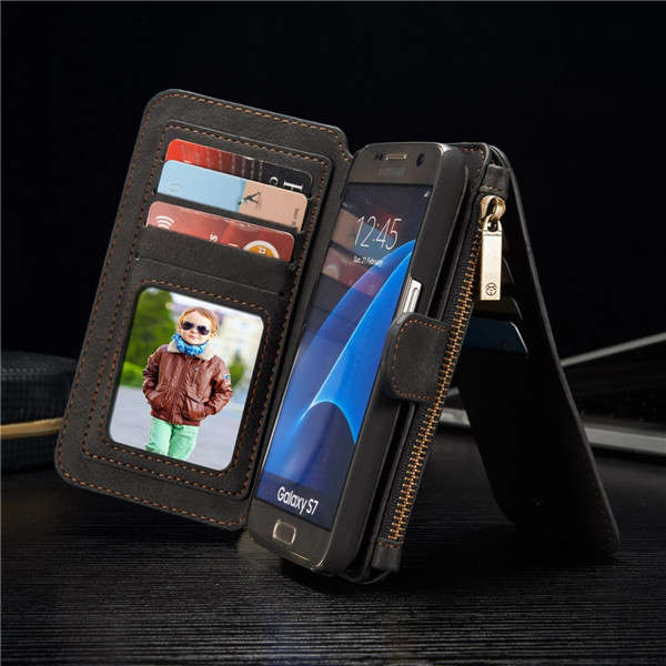 CaseMe Removable Flip PU Wallet Card Pocket Case Cover For Samsung Galaxy S7
