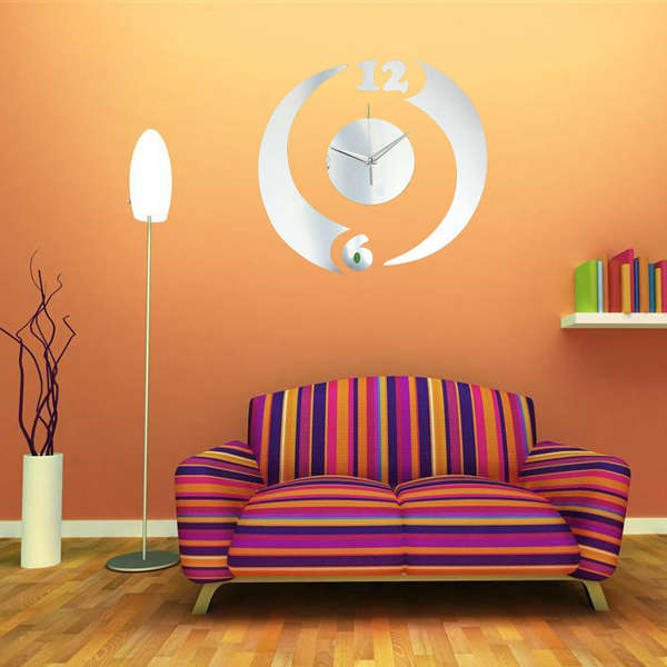 3D DIY Silver Modern Rotation Mirror Wall Clock Wall Stickers Home Office Decor