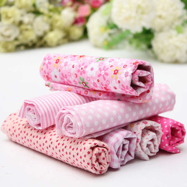Pink Series 7 Assorted Charm Cotton Printed Fabric Quarter Quilt Cloth