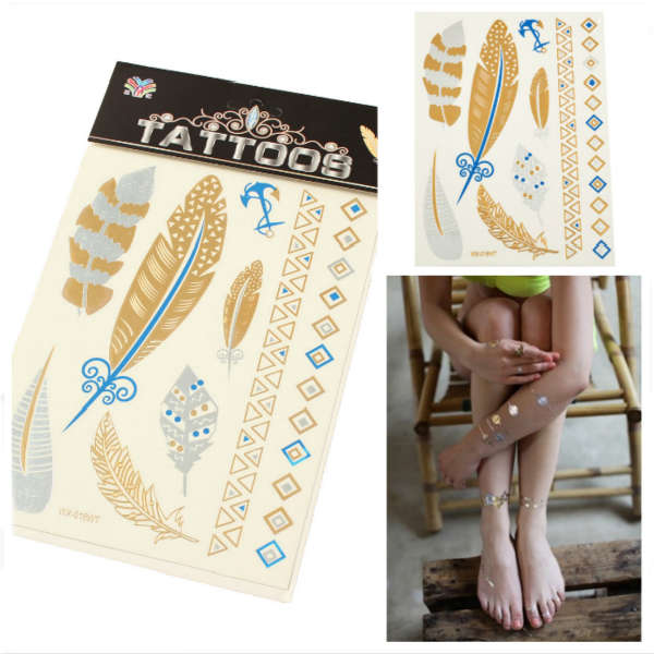 Golden Silver Bling Metallic Body Art Temporary Tattoo Sticker