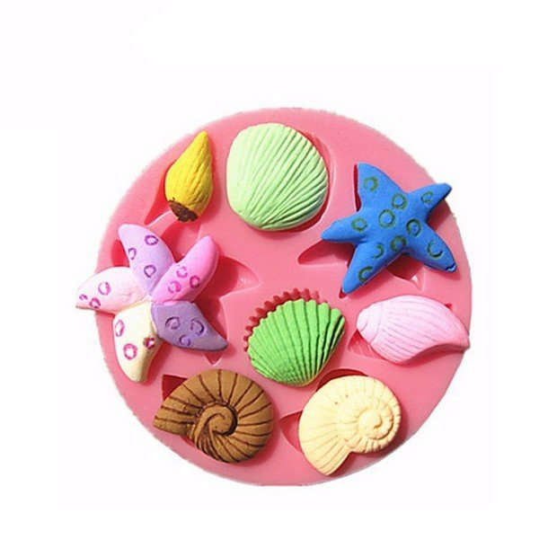 KCASA 3D Silicone Seashell Starfish Sea Snail Fondant Cake Chocolate Mold Mould