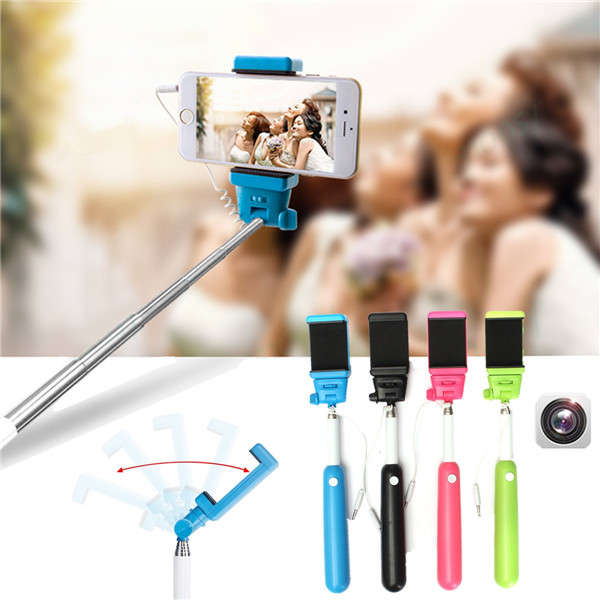Handheld Wire Remote Control Monopod Selfie Stick With Bag For iPhone 5c 5 5s 6