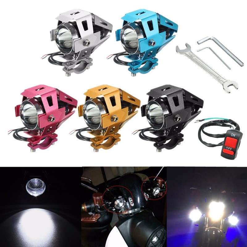 U5 Motorcycle LED Hi/Lo Light Driving Fog Spotlight+Switch+Spanner