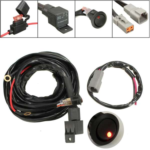 40A Relay 3M Wiring Harness Kit ON/OFF Switch For LED Spotlights Work Fog Light