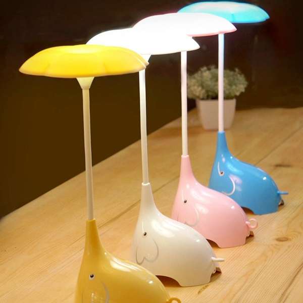 Rechargeable Dimmable Touch Sensor LED Cute Elephant Shape USB Night Table Ligh
