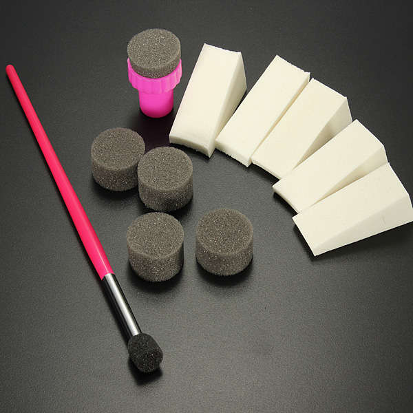 Nail Art Sponge Stamp Transfer Template Polish Stamper Set
