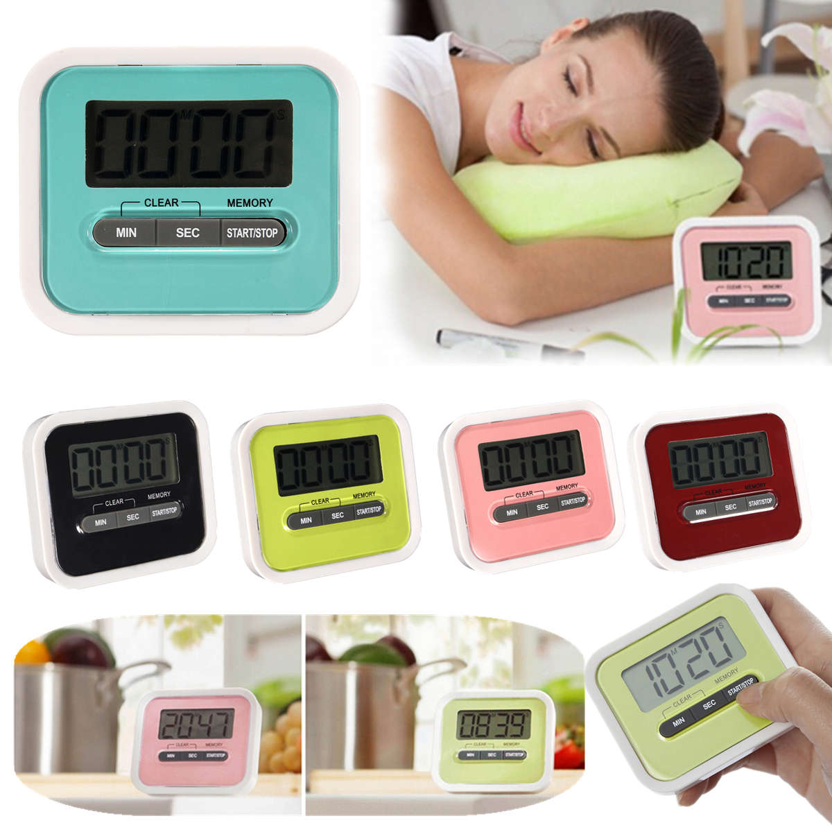 Magnetic Digital LCD Kitchen Timer Count Up Down Egg Cooking Timer