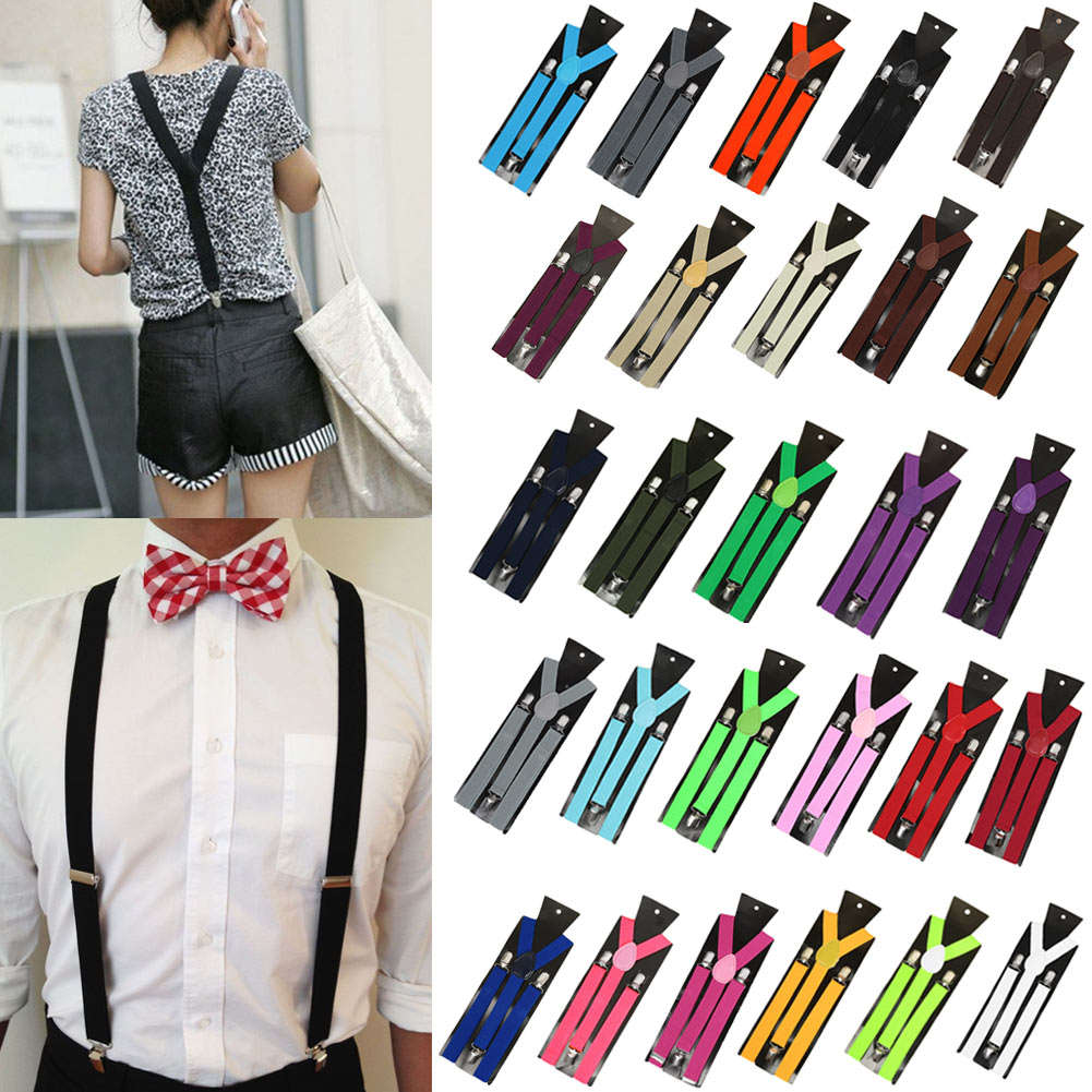 Mens Adjustable Y-shape Clip-on Unisex Suspenders Braces