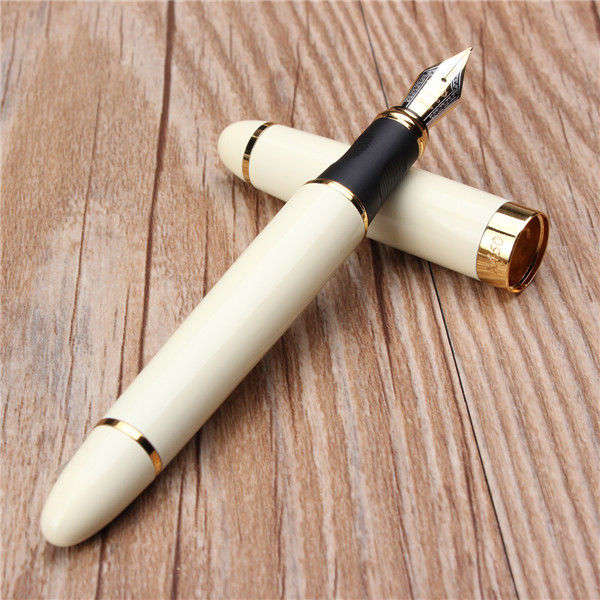 Jinhao X450 Fountain Pen White Medium Nib Gold Trim