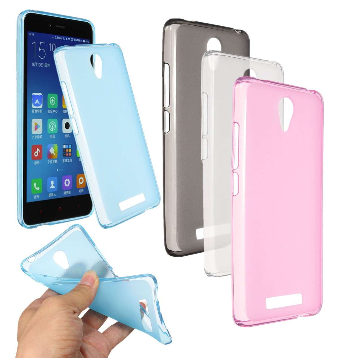 Soft Durable Gel Slim TPU Jelly Back Case Cover For XIAOMI Red-Mi Note 2