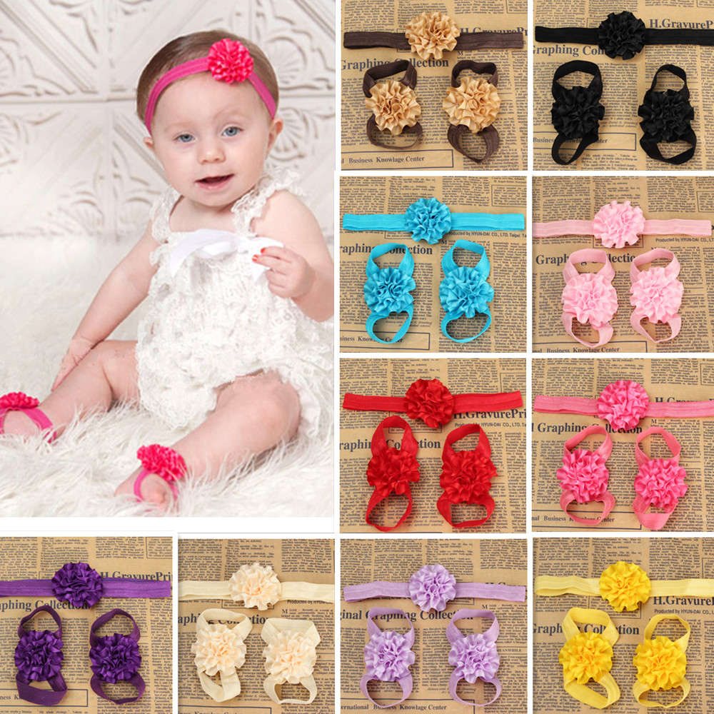 Kids Baby Girl Infants Feet Accessories Flower Barefoot Sandals Floral Hairwear