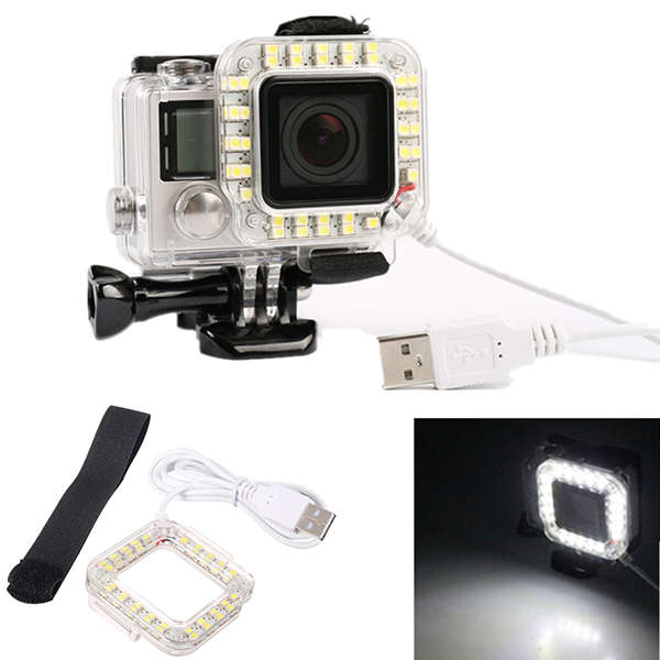 Sport Camera USB Lens Ring LED Flash Light Night Shooting For GoPro Hero 3 Plus