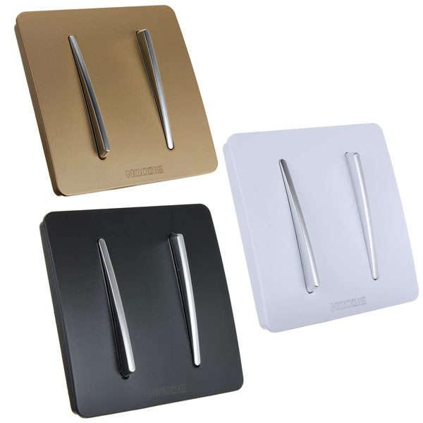 10A 220V Two 2 Gang Button Single / Double Control Wall Light Switch