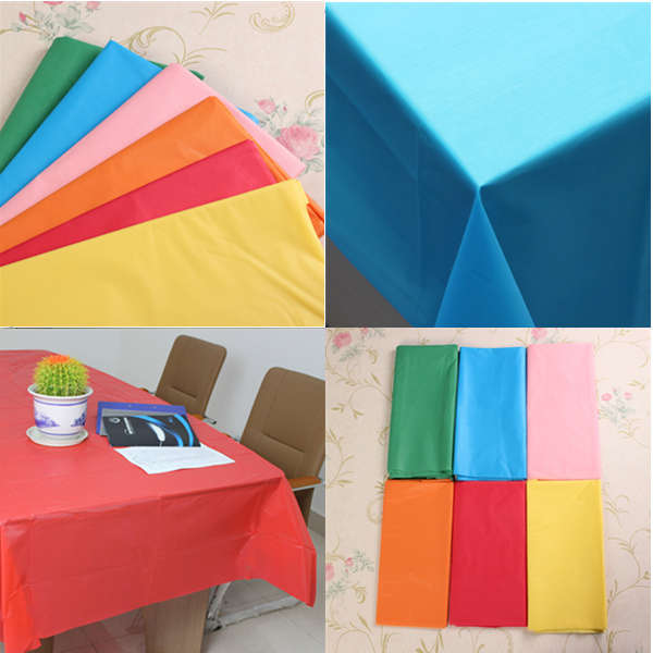 Pure Color Rectangular Disposable PE Plastic Table Cover Tablecloth