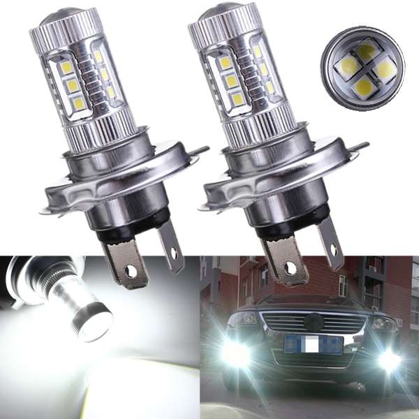 2 x H4 80W White High Low LED Fog Bulb For Car Daytime Running Lamps