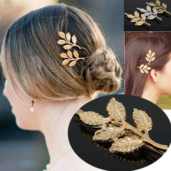 Gold Metal Leaves Hair Clip Hairpin Decoration Headwear