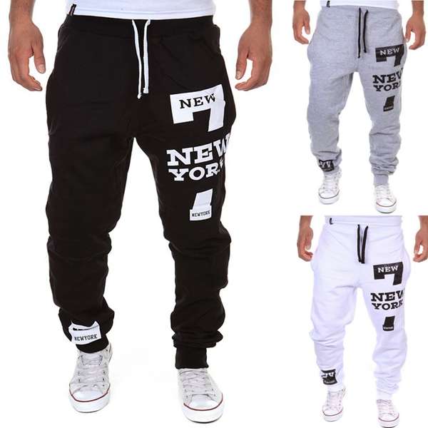 Mens Gym Loose Sports Letters Printing Joggers Harem Outdoor Pants
