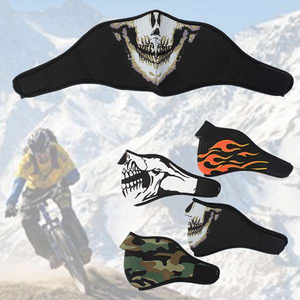 Neoprene Half Face Reversible Biker Skateboard Motor Skull Mask Ghost CS Huntin