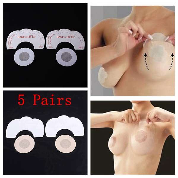 5 Pairs Invisible Breast Lift Tape Bra Push Up Sticker Circle Nipple Covers