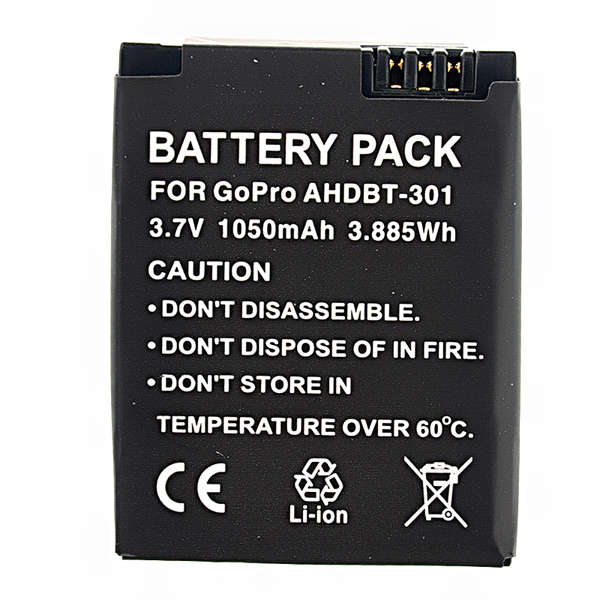 AHDBT-301 1050mAh Sports Camera battery for Gopro Hero 3