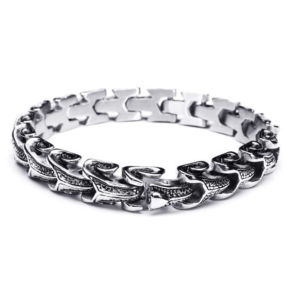 Punk Snake Shaped 316L Stainless Steel Bracelet Mens Jewelry