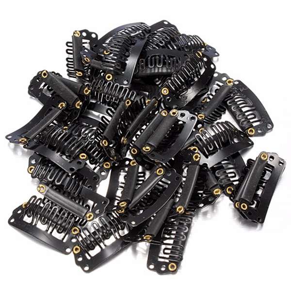 40Pcs U Shape Metal Black Color Hair Extension Snap Clips