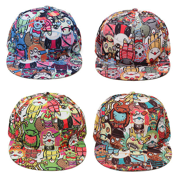 Graffiti Eye Vampire Cartoon Hip-Hop Cap Hat Baseball Flat Peak