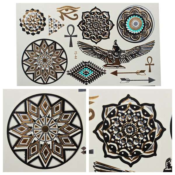 Gold Black Metallic Temporary Tattoos Body Art Sticker