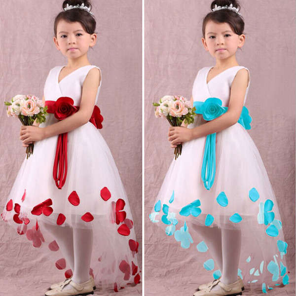 Girls Gauze Princess Skirt Flower Petals Dovetail Dress Party Gown