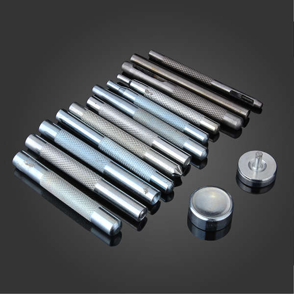 14pcs Die Snap Button Punch Rivet Dock Setter Kit Leather Craft Tool