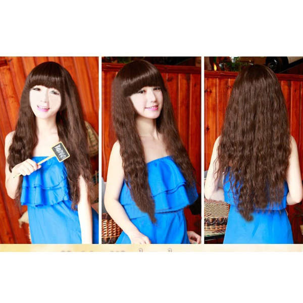 Women Long Wavy Hair Wigs Bang 6 Colors