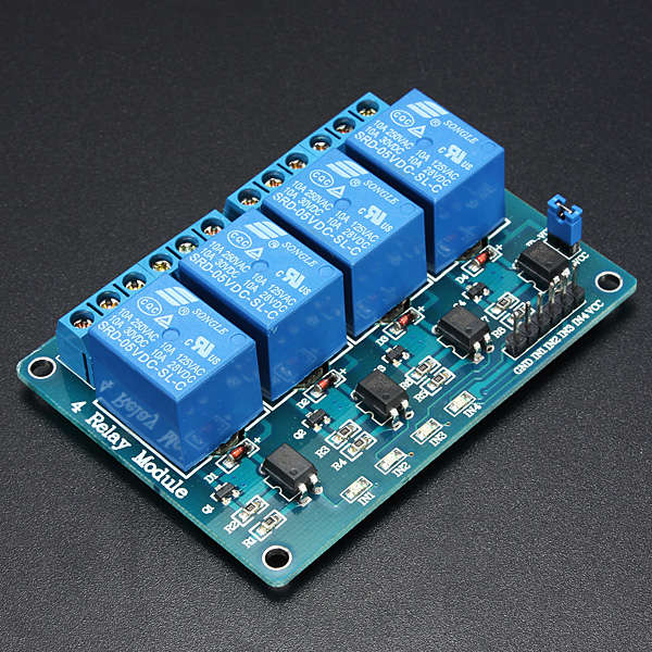 5V 4 Channel Relay Module For Arduino PIC ARM DSP AVR MSP430 Blue