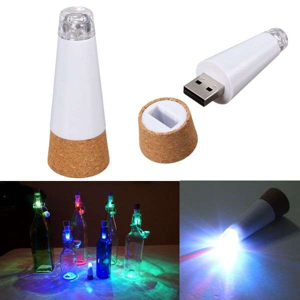 Cork Shaped Empty Bottle Light Colorful LED Rechargeable USB table Lamp