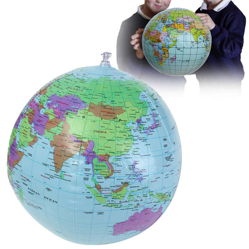 40cm Inflatable World Earth Globe Atlas Map Beach Ball Science Geography Educat