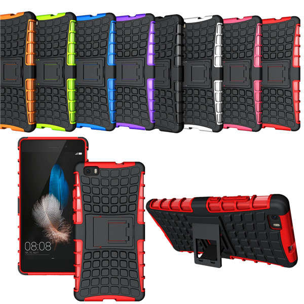 Durable Silicone + PC 2 in 1 Case Cover Stand For Huawei P8 Lite