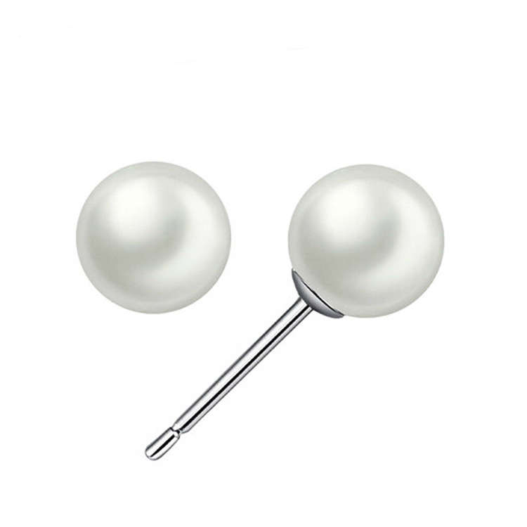 Elegant 925 Silver Needle Pearl Ear Stud Earrings Women Jewelry