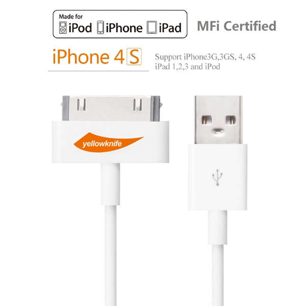 Original Yellowknife MFI Certified 30Pin USB Charger Sync Cable For iPhone 4 4S