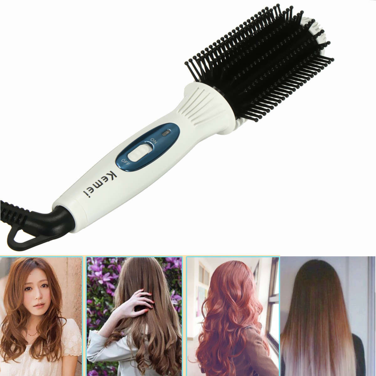 Kemei KM-8110 Curly Straight Electric Hair Comb Modelling Hairdressing Brush To
