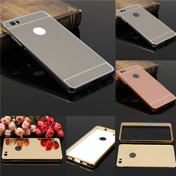 Metal Frame Mirror Hard Back Cover Case For Huawei Ascend P8 Lite
