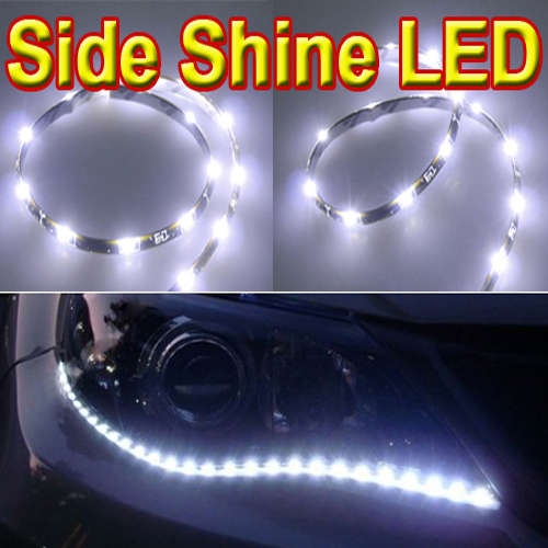 2PC White 12 Inch 15 LED Side Shine DRL Headlights Strips