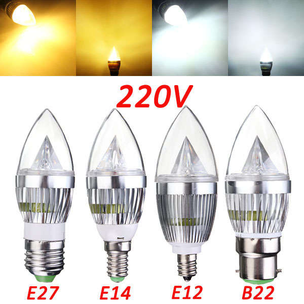 E27 E14 B22 E12 4.5W Dimmable LED Chandelier Candle Light Bulb 220V