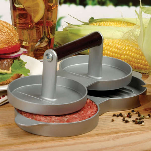 Aluminum Double Burger Press Hamburger Patties Maker Meat Press Kitchen Tools