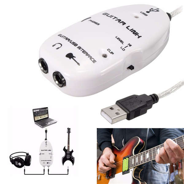 6.3mm Jack to USB Guitar Link Cable Adapter Guitar to PC/MAC Recording