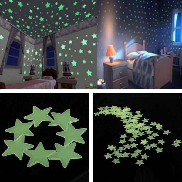 3cm 100PCS Fluorescent Glow Star Wall Sticker