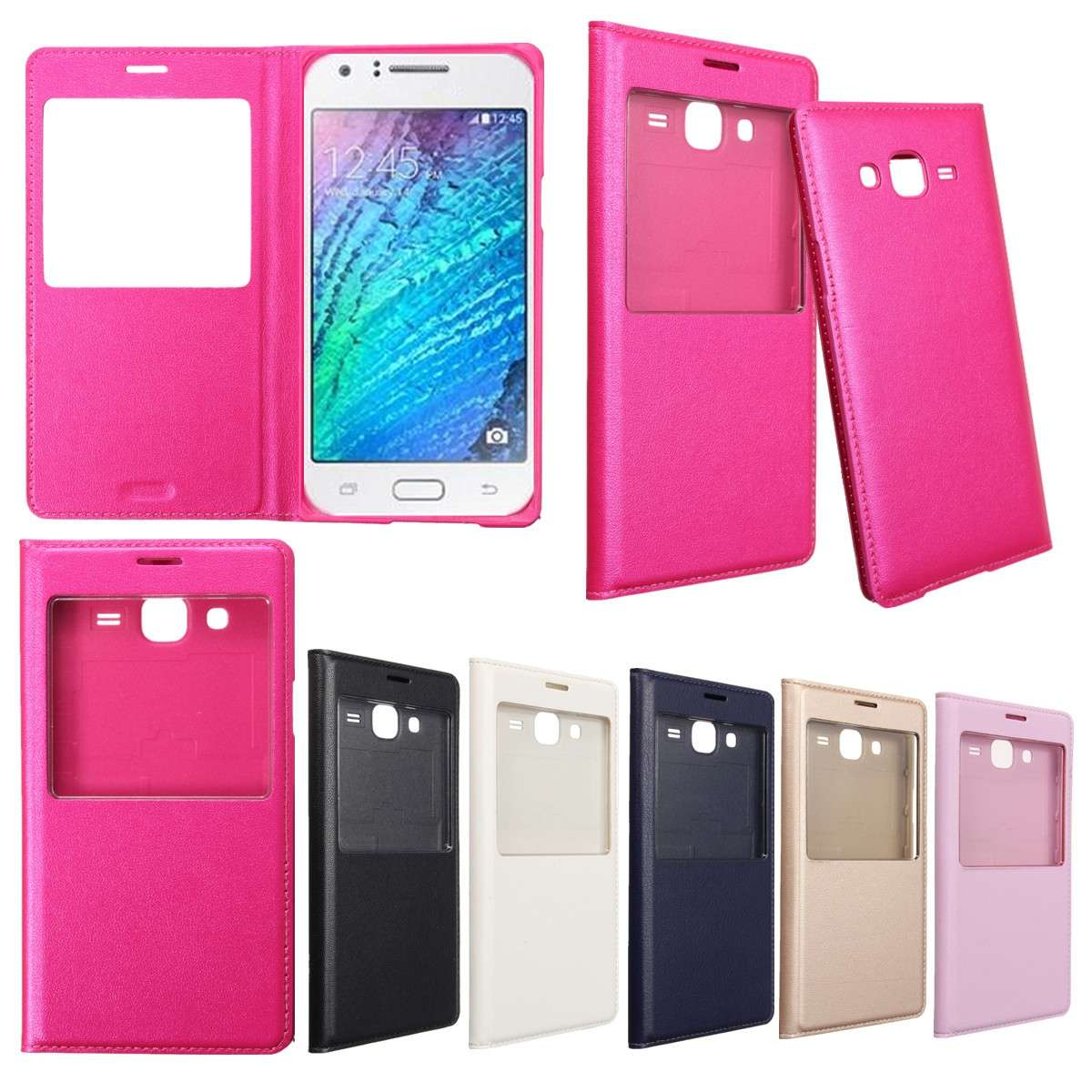 Slim Hollow Flip PU Leather Case Smart Cover For Samsung Galaxy J5 J500H J500F